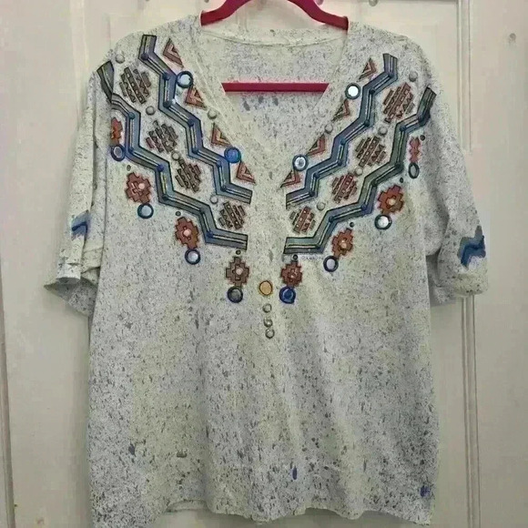 Southwest Tops - Vintage 92' KWBL Southwest Painted Design,Large/XL